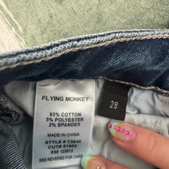 NWT Flying Monkey Jeans Dark Blue Denim Jeans Size 28 - Picture 3 of 9